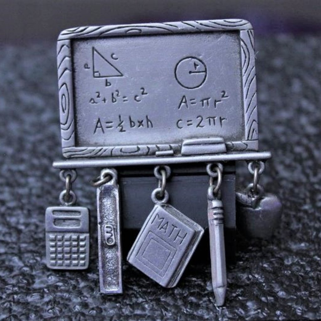 Jj Signed Pewter Blackboard Charm Teacher's Pin